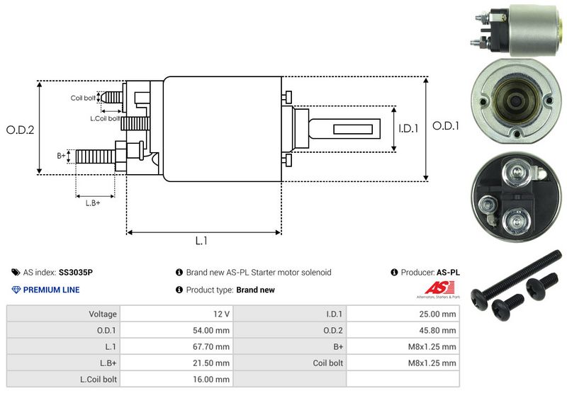 AS-PL SS3035P Solenoid Switch, starter