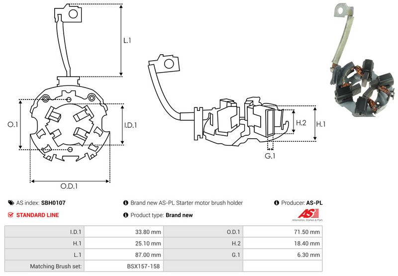 AS-PL SBH0107 Holder, carbon brushes