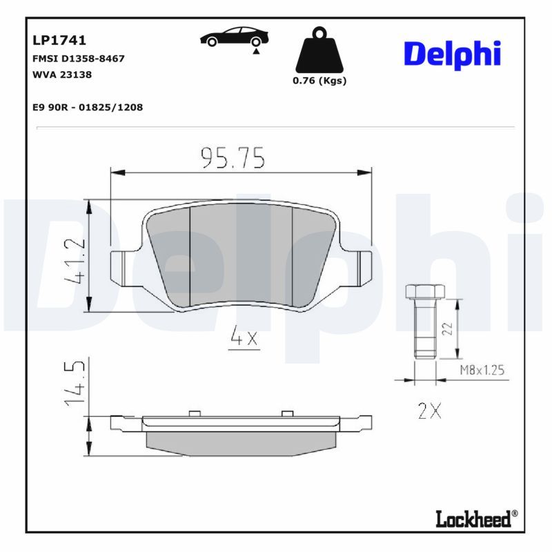 Piduriklotsi komplekt, ketaspidur, DELPHI LP1741