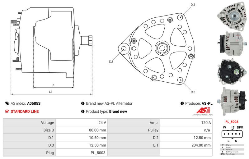 Generaator, AS-PL A0685S
