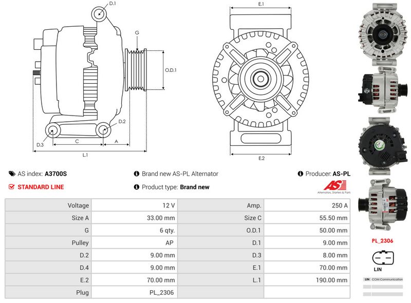 AS-PL A3700S Alternator