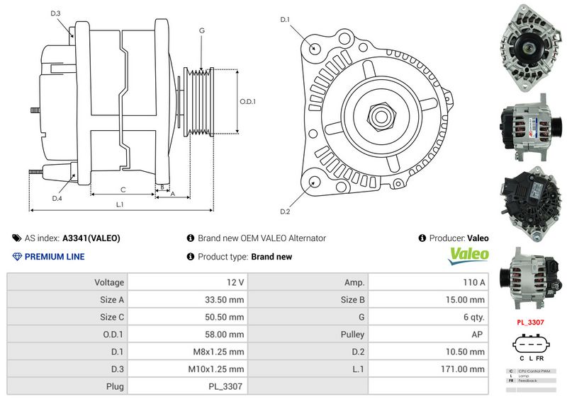 AS-PL A3341(VALEO) Alternator