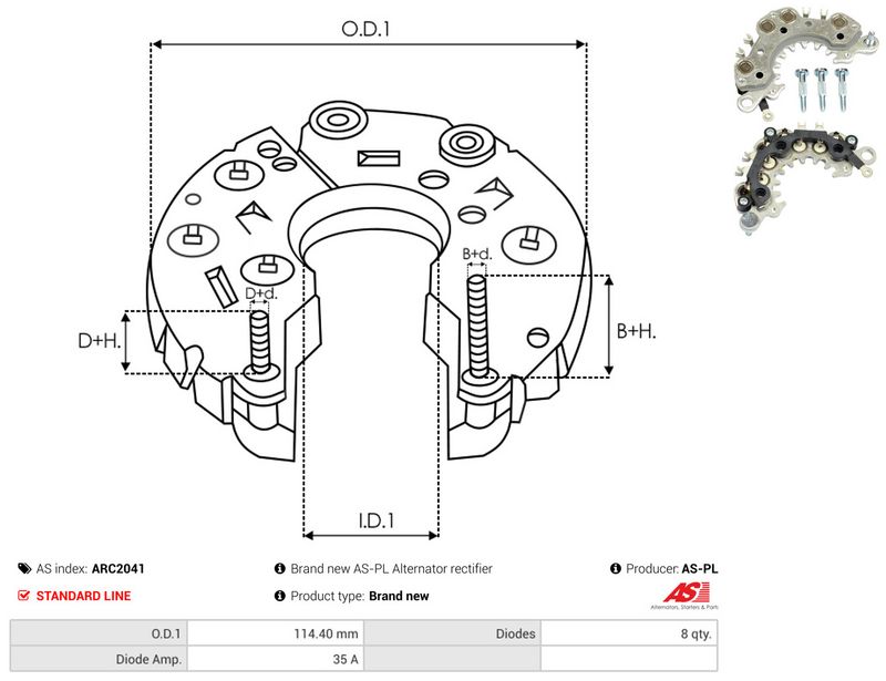 AS-PL ARC2041 Rectifier, alternator