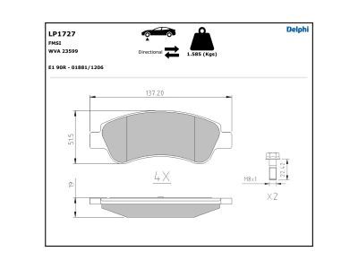 DELPHI LP1727 Brake Pad Set, disc brake