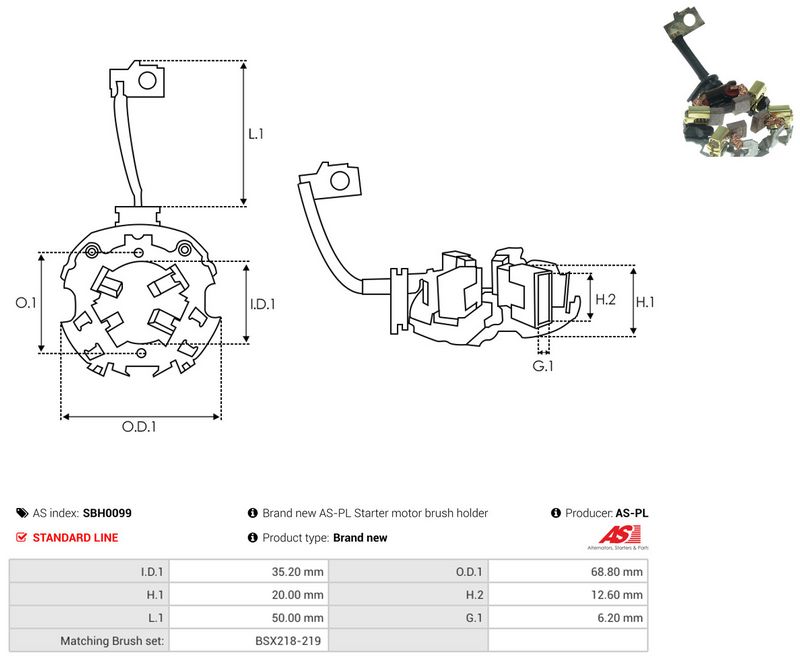 AS-PL SBH0099 Holder, carbon brushes