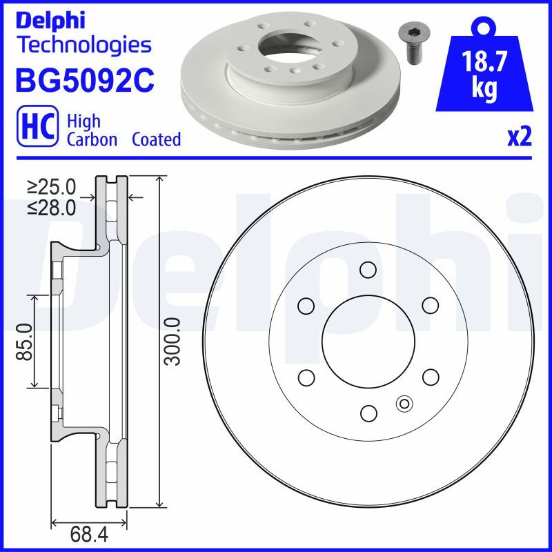 Гальмівний диск, Delphi BG5092C