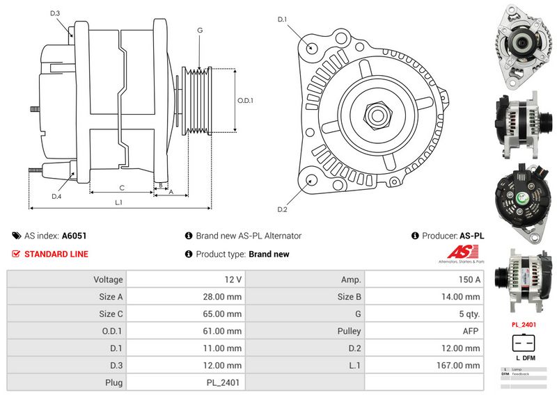 AS-PL A6051 Alternator