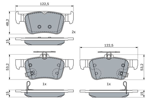 Комплект гальмівних накладок, дискове гальмо, Bosch 0986424879