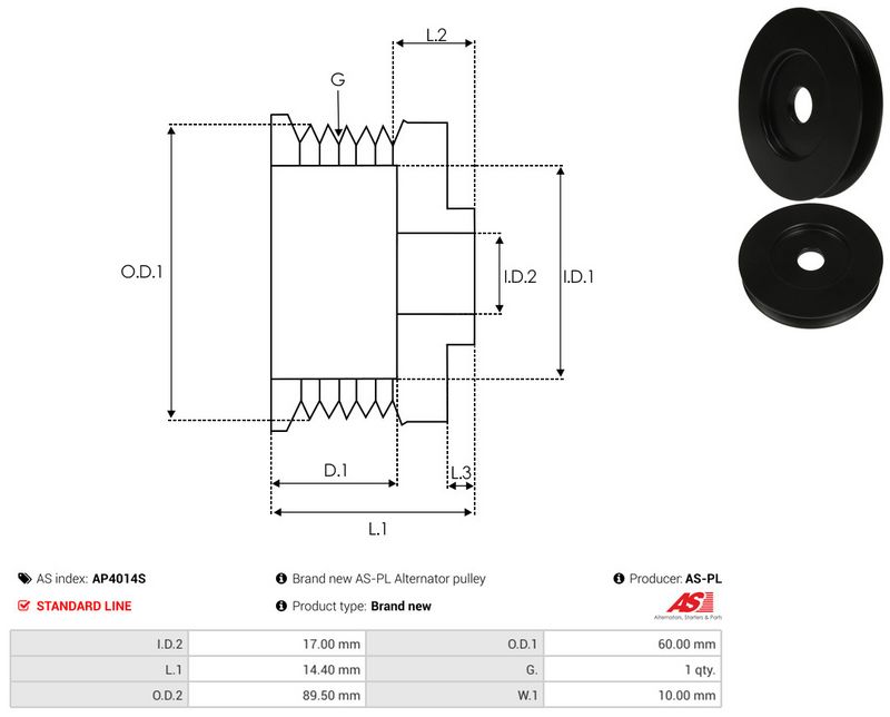 AS-PL AP4014S Belt Pulley, alternator