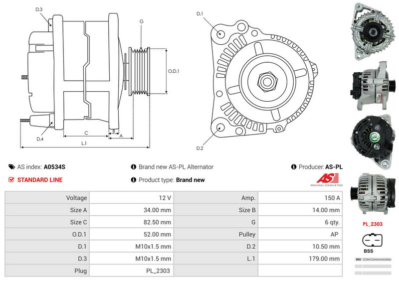 AS-PL A0534S Alternator