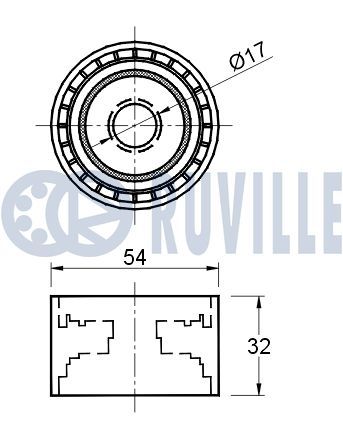 Відвідний/напрямний ролик, поліклиновий ремінь, Ruville 541818