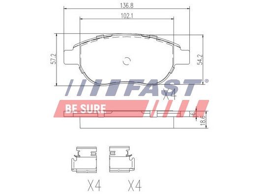 Комплект гальмівних накладок, дискове гальмо, Fast FT29156