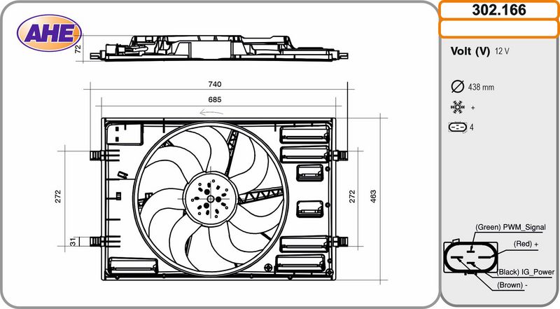 AHE 302.166 Variklio aušinimo ventiliatorius