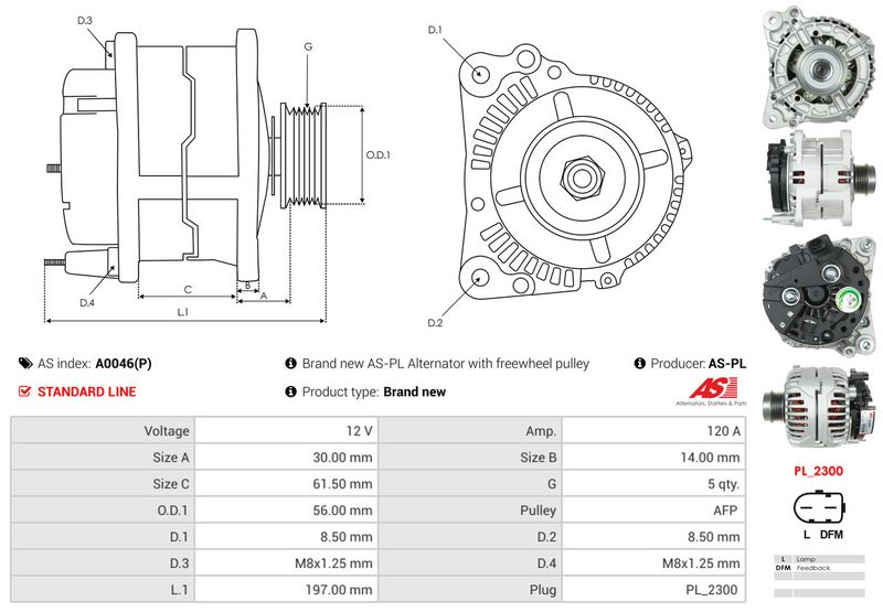AS-PL A0046(P) Alternator