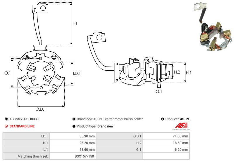 AS-PL SBH0009 Holder, carbon brushes