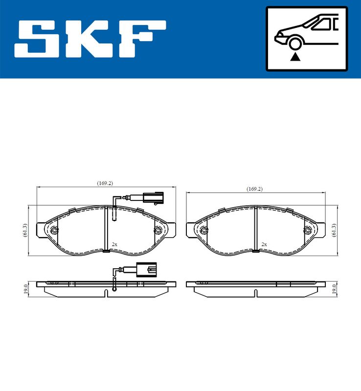 Комплект гальмівних накладок, дискове гальмо, Skf VKBP80009E