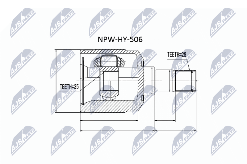 Комплект шарнірів, приводний вал, Nty NPW-HY-506