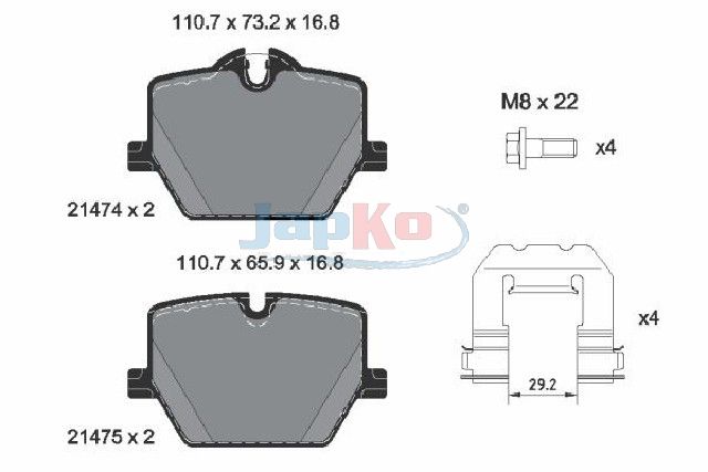 JAPKO 51266 Brake Pad Set, Disc Brake