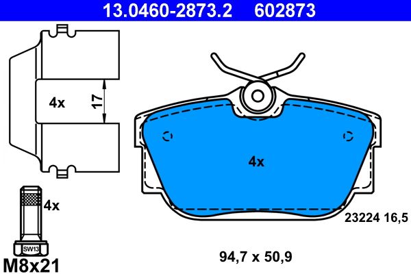 Set placute frana,frana disc 13.0460-2873.2 ATE
