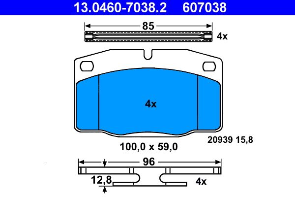 Set placute frana,frana disc 13.0460-7038.2 ATE