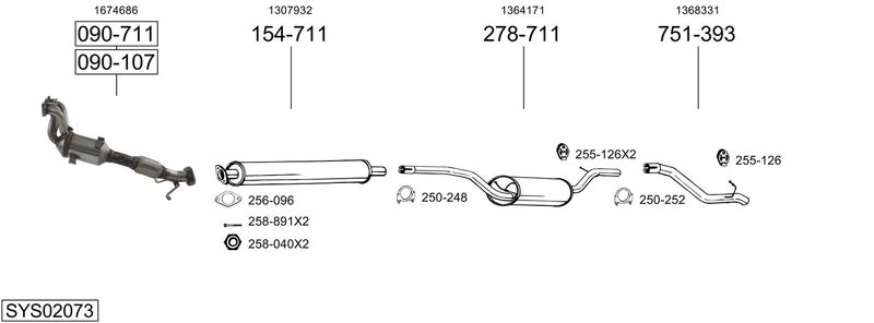 BOSAL kipufogórendszer SYS02073