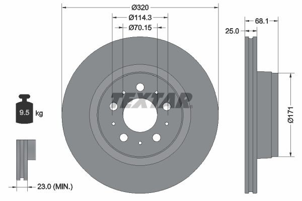 Диск гальмівний TESLA Model 3 'F D=320 mm '17>> Textar 92333005