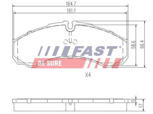 Комплект гальмівних накладок, дискове гальмо, Fast FT29091