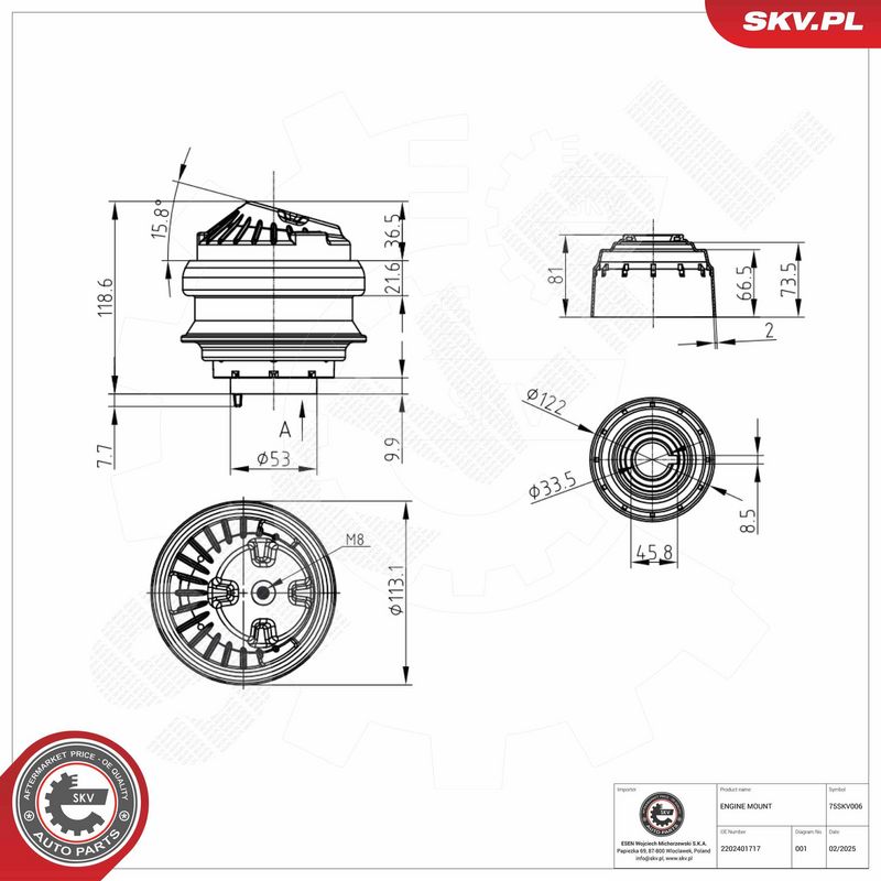 Paigutus, Mootor, ESEN SKV 75SKV006