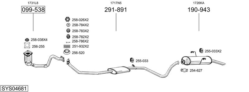 BOSAL kipufogórendszer SYS04681