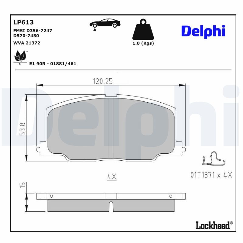 комплект спирачно феродо, дискови спирачки DELPHI