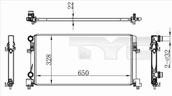 Радіатор, система охолодження двигуна, Tyc 737-0073