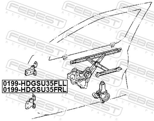 Шарнір дверей, Febest 0199-HDGSU35FRL