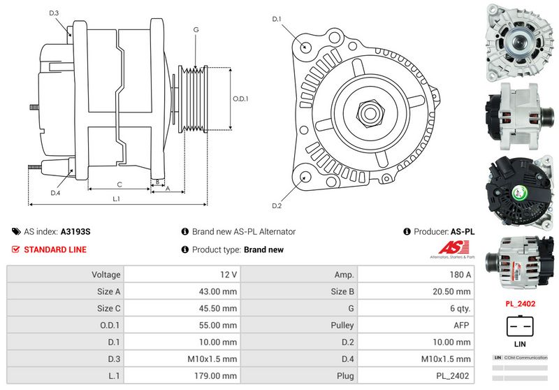 AS-PL A3193S Alternator