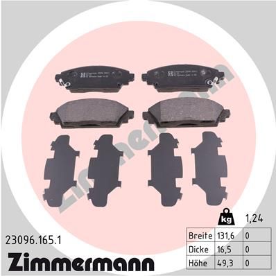 Комплект гальмівних накладок, дискове гальмо, Zimmermann 23096.165.1