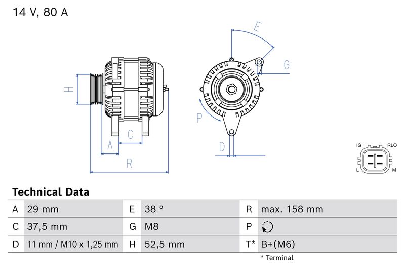 Bosch Alternator 0 986 082 360