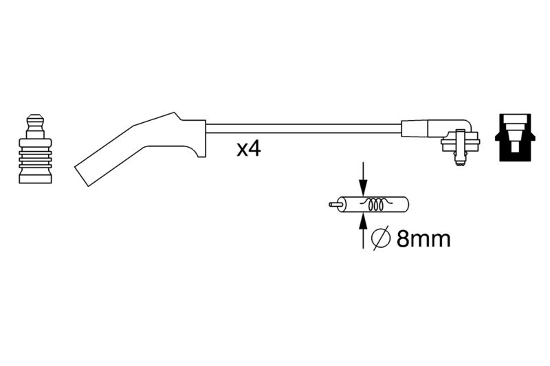 BOSCH ,B257 провода высокого напряжения 4шт. FORD 1,3: Fiesta, Ka 96- MAZDA 1,3 -99