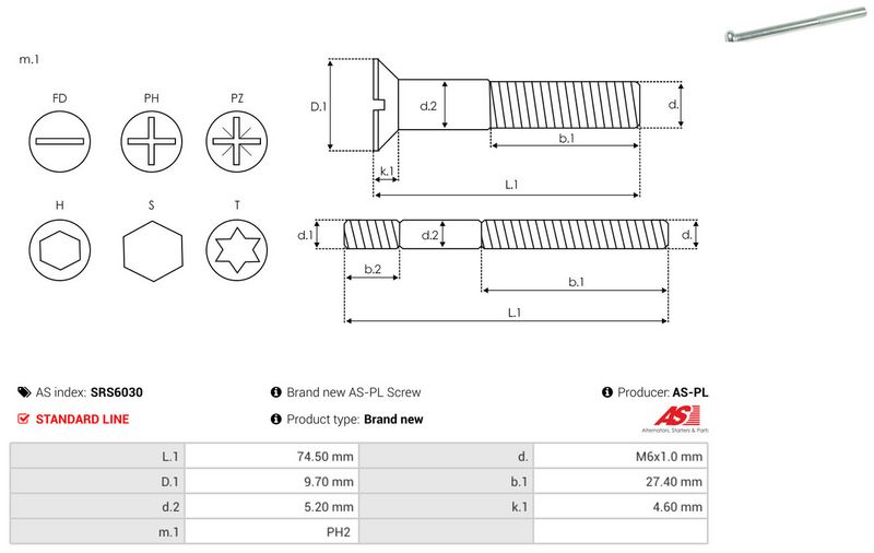 AS-PL SRS6030 Repair Set, alternator