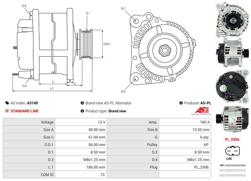AS-PL A3149 Alternator