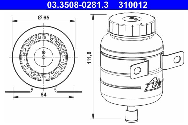 Розширювальний бачок, гальмівна рідина, Ate 03.3508-0281.3