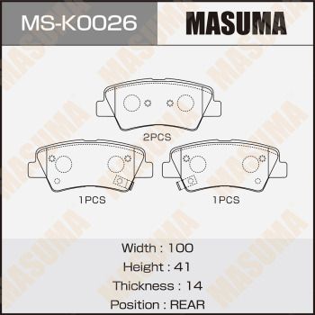 Комплект гальмівних колодок, Masuma MS-K0026