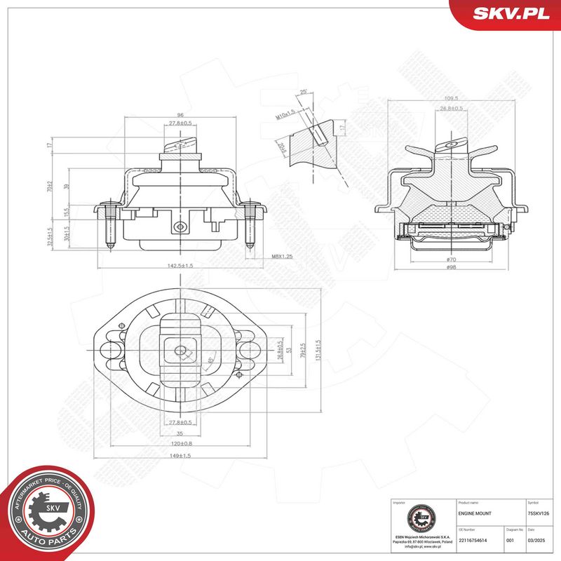 Paigutus, Mootor, ESEN SKV 75SKV126