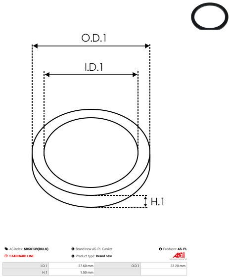 AS-PL SRS0139(BULK) Remonto komplektas, kintamosios srovės generatorius