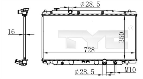 Радіатор, система охолодження двигуна, Tyc 712-0053