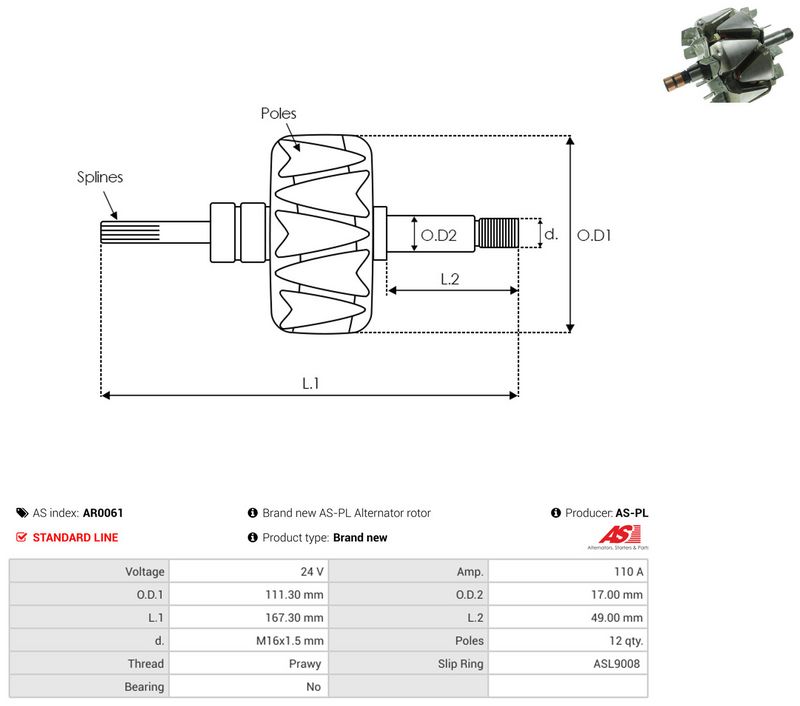 rootor, generaator, AS-PL AR0061