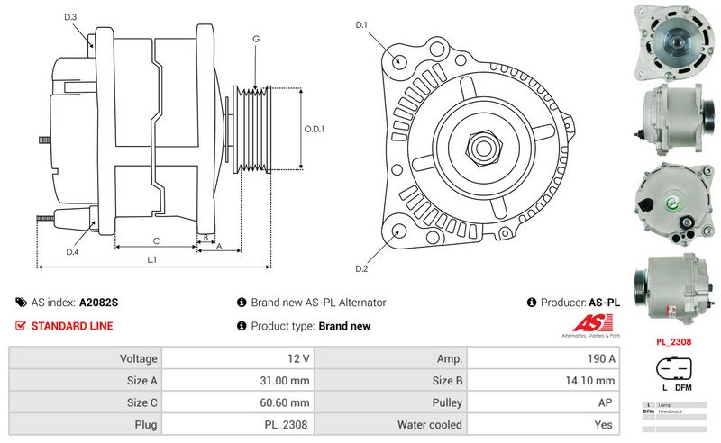 AS-PL A2082S Alternator