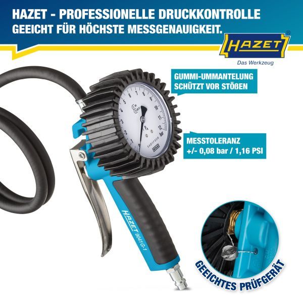 HAZET 9041G-1 Compressed-air Tyre Pressure Gauge/Inflator