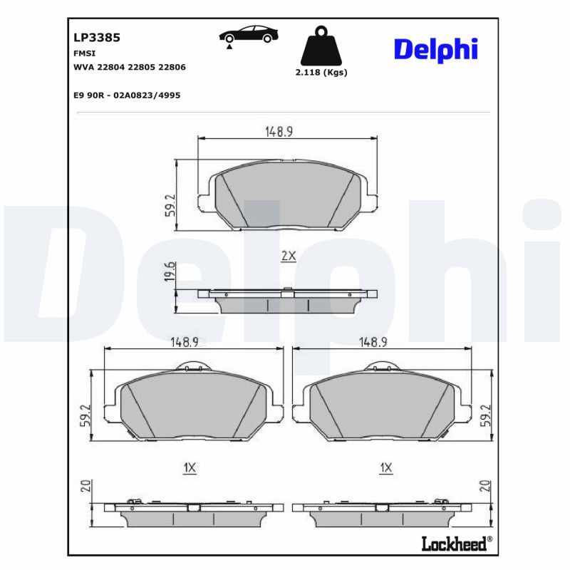 DELPHI LP3385 Brake Pad Set, disc brake