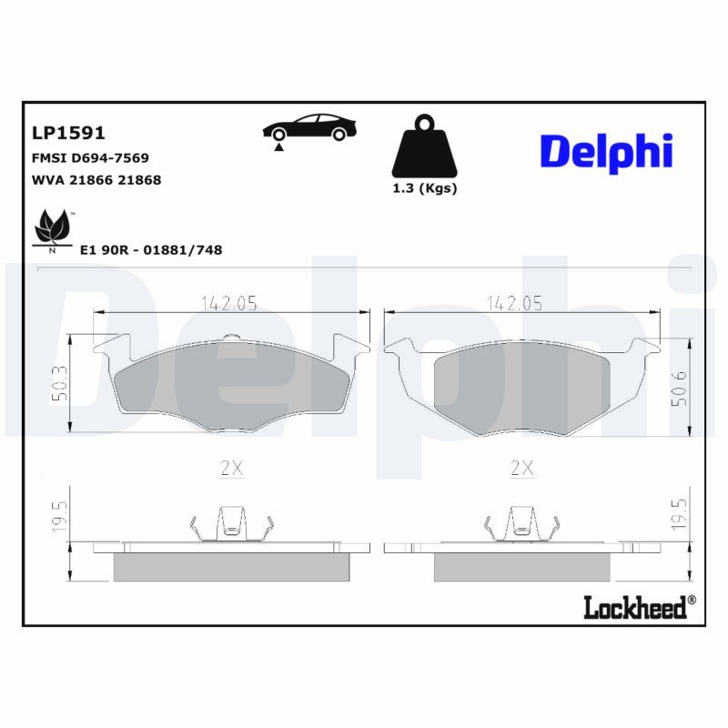 Piduriklotsi komplekt, ketaspidur, DELPHI LP1591