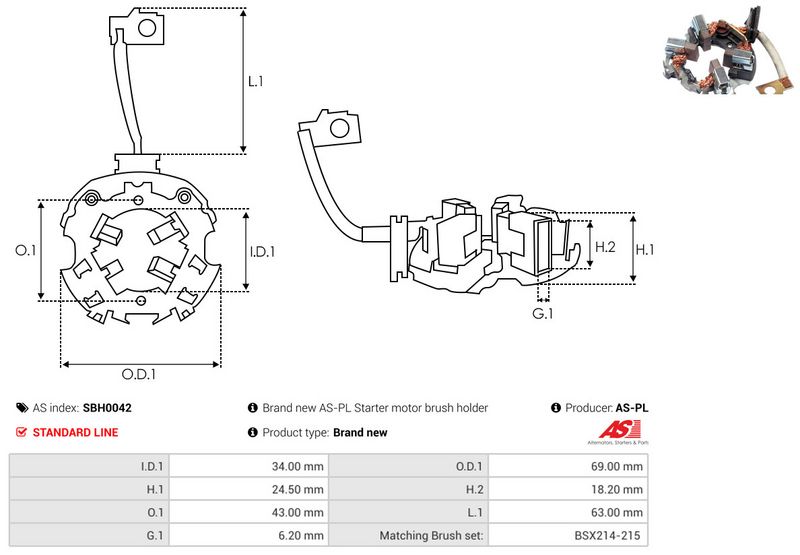AS-PL SBH0042 Holder, carbon brushes