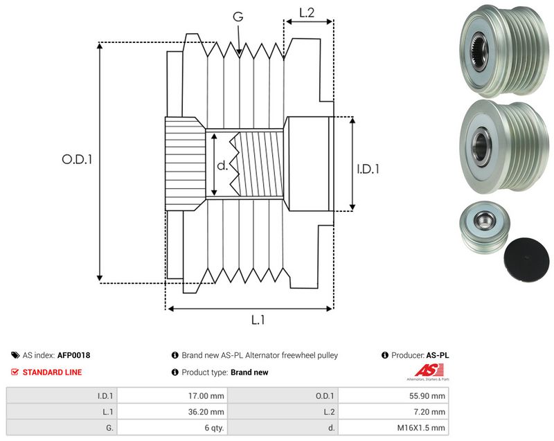 AS-PL AFP0018 Alternator Freewheel Clutch